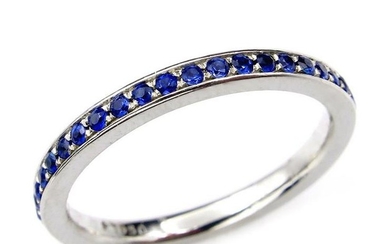 Bright Blue Round Sapphire 1/2CT Eternity Platinum RING