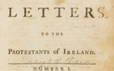 Brooke (Henry) The farmer's letter to the protestants of Ireland. Number I, Dublin, printed by George Faulkner, 1745.
