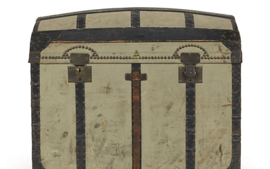 A CANVAS & WOOD DOME-TOPPED STEAMER TRUNK, GOYARD, 1890'S