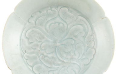 Chinese Qingbai Carved Lobed Dish