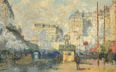 Claude Monet (1840-1926), Extérieur de la gare Saint-Lazare, effet de soleil