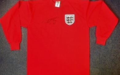 Football Sir Geoff Hurst signed 1966 England Replica Shirt. Sir Geoffrey Charles Hurst MBE (born 8 December 1941) is an English...
