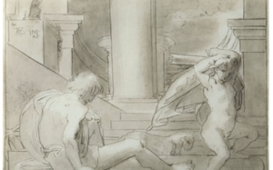 Fortunato Duranti (1787-1863), Due figure in un tempio
