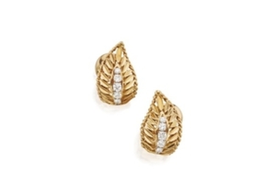 Pair of Gold and Diamond Earclips, Van Cleef & Arpels, France