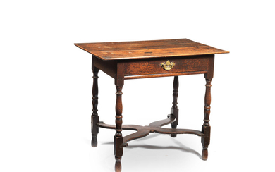 A joined oak side table, English, circa 1700