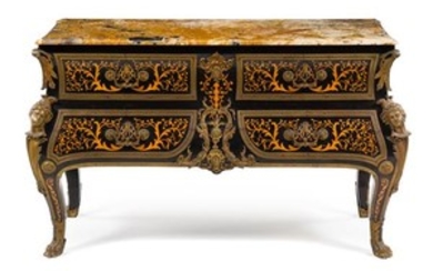 * A Louis XV Style Gilt Metal Mounted Marquetry Commode