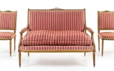* A Louis XVI Style Giltwood Salon Suite