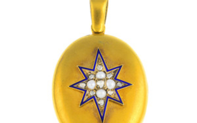 A mid Victorian gold diamond, split pearl and enamel memorial locket. View more details