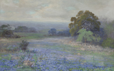 Robert Wood "Bluebonnets at Dawn" oil
