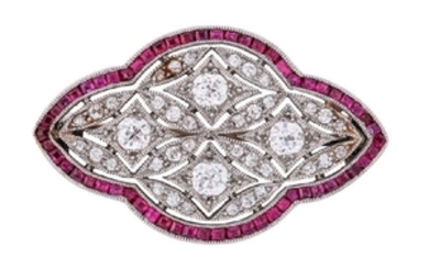 A ruby and diamond brooch, early 20th century