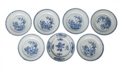 Seven Chinese export porcelain plates, 18th century,...