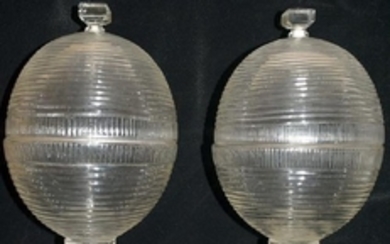 Two Ribbed Crystal Apothecary Jars