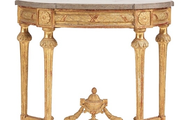 A Gustavian carved giltwood console table, late 18th century.