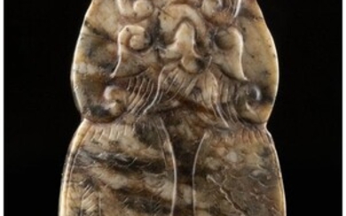 28026: A Chinese Mottled Jade Cicada, Ming Dynasty or e