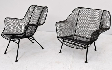 2pc RUSSELL WOODARD Arm Chairs. Low lounge chair and ta