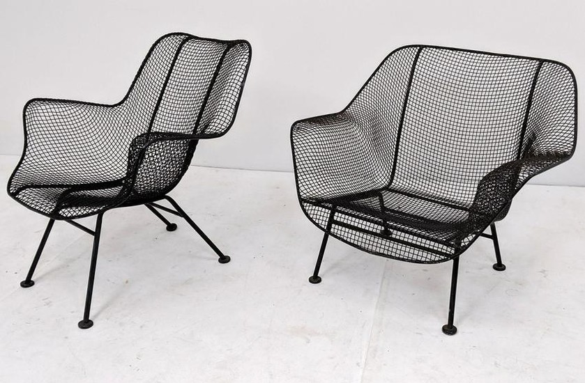 2pc RUSSELL WOODARD Arm Chairs. Low lounge chair and ta