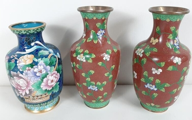 3 Cloisonne Vases