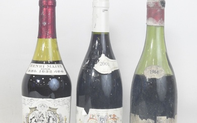 3 bouteilles : Savigny-les-Beaune 1er Cru Pothier-Tavernier 1964 (vidange), Rouge Age d'Or de chez Henri...