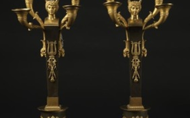 FRANCIA, PERIODO DELL'IMPERO Pair of candelabra with