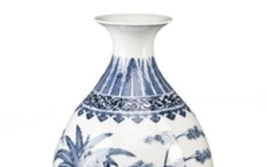 A CHINESE BLUE AND WHITE PEAR SHAPED VASE, YUHUCHU…