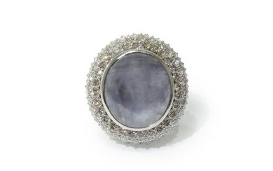 48.40 ct Star Sapphire & Diamond Cocktail Ring