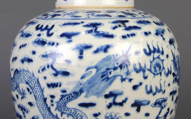 Chinese Blue-and-White Porcelain Jar, Dragon