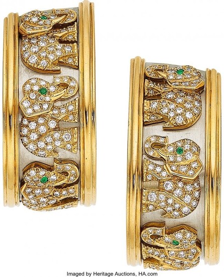 55126: Diamond, Gold Earrings, Cartier, French The ele
