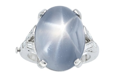 55226: Star Sapphire, Diamond, Platinum Ring Stones: S