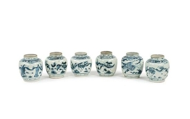 (6) Late Ming Blue and White Porcelain Jars