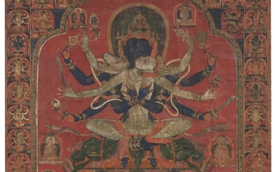 A THANGKA DEPICTING GUHYASAMAJA Tibet, 15th Century