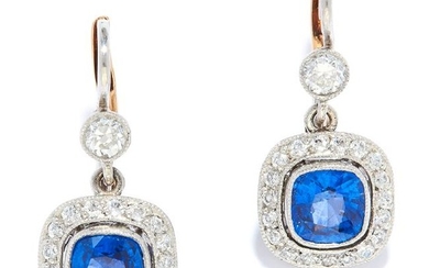 SAPPHIRE AND DIAMOND CLUSTER EARRINGS in 18ct gold or