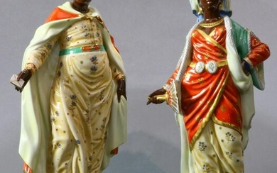 A pair of Herend blackamoor figures