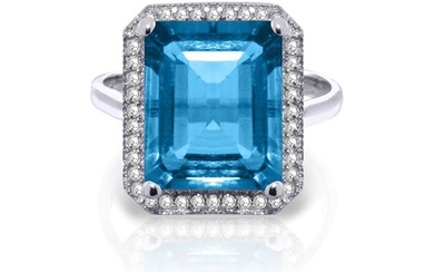 7.8 CTW 14K Solid White Gold Return My Heart Blue Topaz Diamond Ring