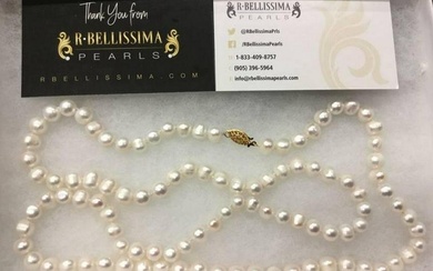 8MM FRESHWATER PEARL NECKLACE GOLD CLASP