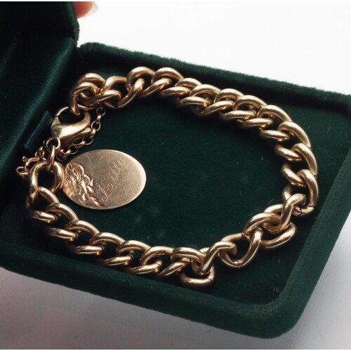 9 Carat Yellow Gold Curb Link Bracelet with Safety Chain Wei...