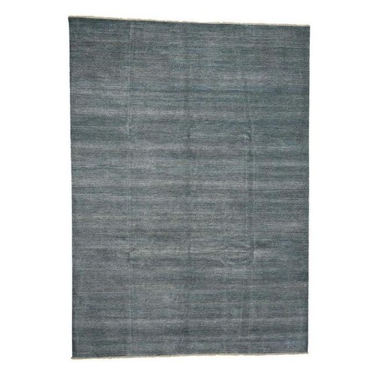 Grass Design Wool and Silk Hand-Knotted Oriental Rug