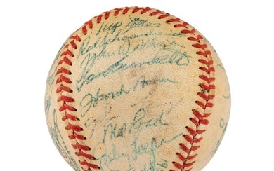 A 1957 World Series Champions Milwaukee Braves Team Signed Autograph Baseball Including Hank Aaron (