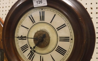 A 19th Century postman's alarm clock, the circular glass...