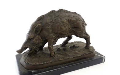 A 20thC cast model of a wild boar, after Pierre Jules Mene. ...