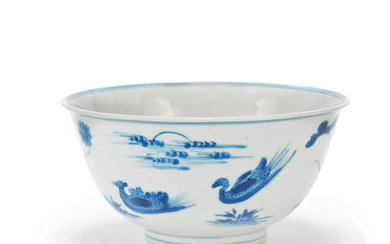 A BLUE AND WHITE 'DUCKS' BOWL