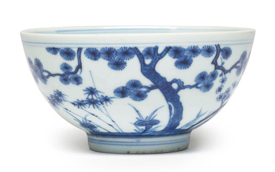 A BLUE AND WHITE 'THREE FRIENDS OF WINTER' BOWL Xuande...