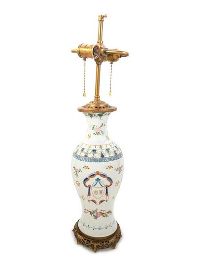 A Chinese Export Style Porcelain Vase Mounted as a Lamp