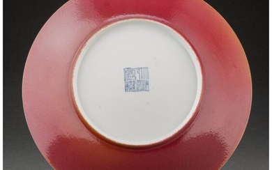 A Chinese Oxblood Glazed Plate, Qing Dynasty Mar
