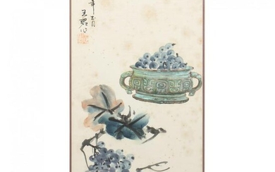 A Chinese Painting of Grapes and an Archaic Vessel