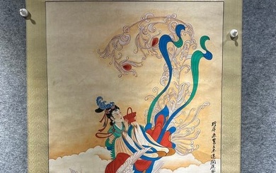 A Chinese ink figure painting vertical scroll, Zhang Daqian