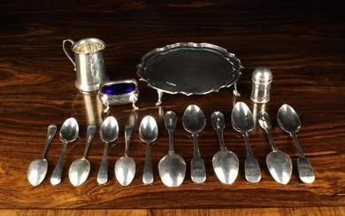 A Collection of Silver: A Small Salver by Francis Howard Ltd, Sheffield Circa 1975 with 'Chippendale