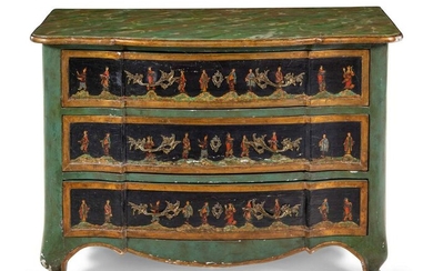 A Continental Chinoiserie Painted Faux Marble-Top