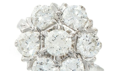 A DIAMOND CLUSTER DRESS RING in 18ct white gold, set
