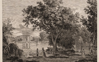 A. DIES (1755-1822), Temple of Aesculapius in the park of Villa Borghese, Rome, 1799, Etching