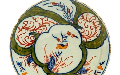 A Delft polychrome pottery plate